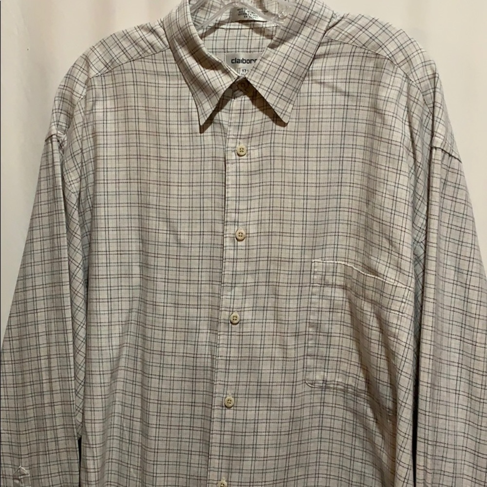 CLAIBORNE DRESS SHIRT SZ 17.5 34/35 COTTON CREME
